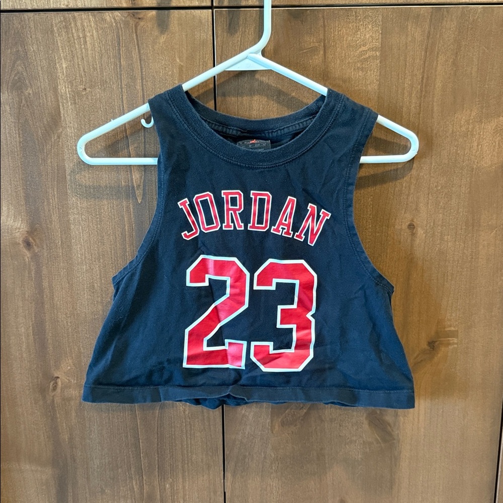Jordan Black Cropped Tank with Red Logo